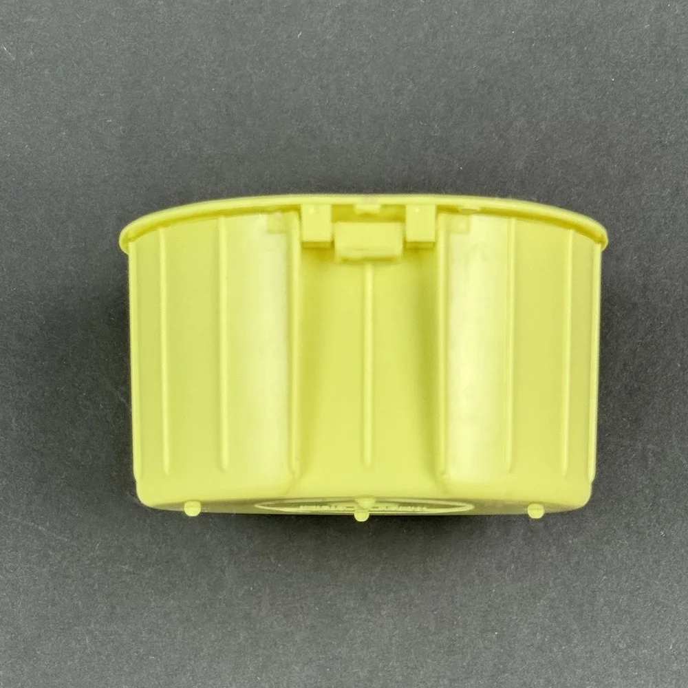 Vtg MCM Yellow Plastic Container Box Lid Trinket Retro Denture Mid Century Oval
